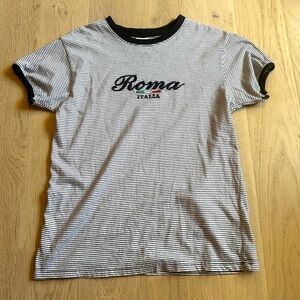 Vintage Y2K Roma Italia Made in Italy Striped T-Shirt